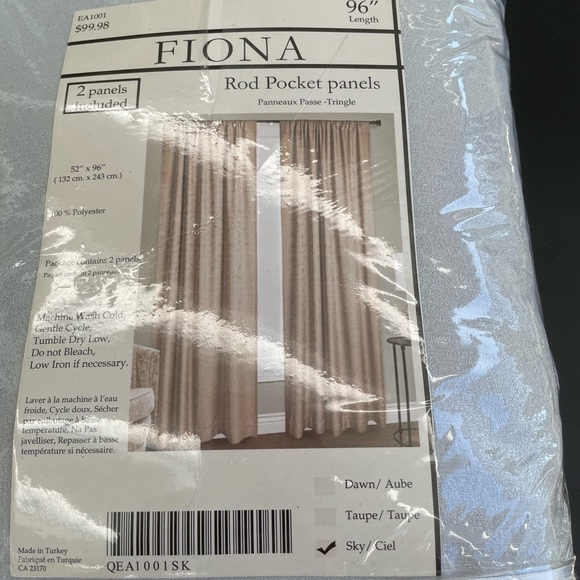 Fiona Rod Pocket Drapes pair SKY - Picture 4 of 4